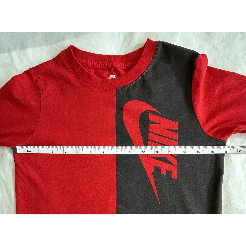Nike Youth Long Sleeve Shirt Red/Black Colorblock The Nike Tee Size M NWOT